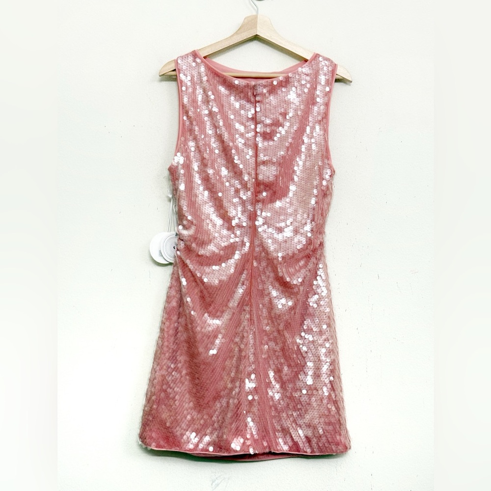 NWT STAUD Eton Sequined Tulle Pink Mini Dress Sz L - Picture 9 of 16